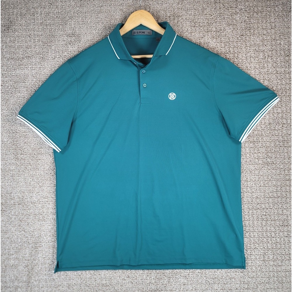 G/FORE Mens XXL Polo Golf Shirt Teal Short Sleeve Athletic Logo Trim
